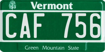 VT license plate CAF756