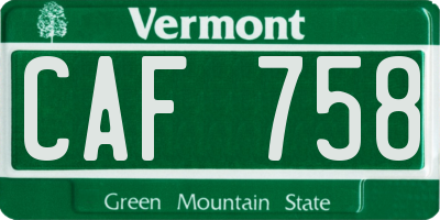 VT license plate CAF758