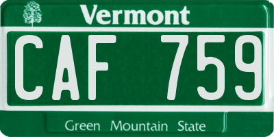 VT license plate CAF759
