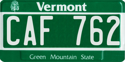 VT license plate CAF762