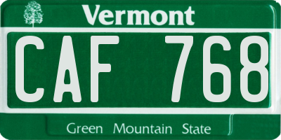 VT license plate CAF768