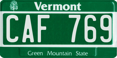 VT license plate CAF769
