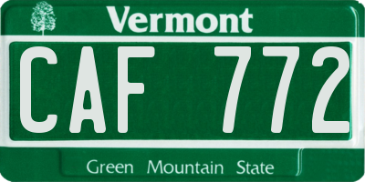 VT license plate CAF772