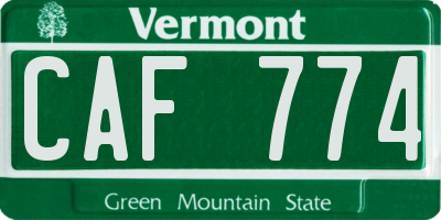 VT license plate CAF774