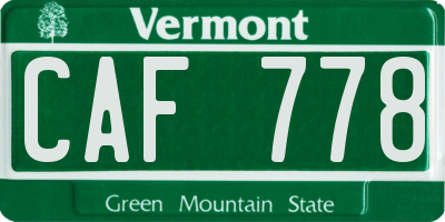 VT license plate CAF778