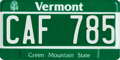 VT license plate CAF785