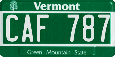 VT license plate CAF787