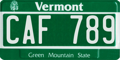 VT license plate CAF789