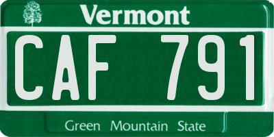 VT license plate CAF791