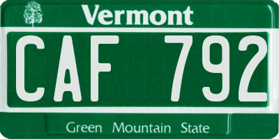 VT license plate CAF792