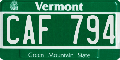 VT license plate CAF794