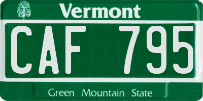 VT license plate CAF795