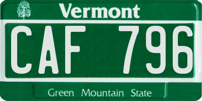 VT license plate CAF796
