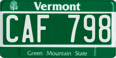 VT license plate CAF798