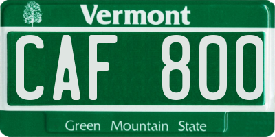 VT license plate CAF800