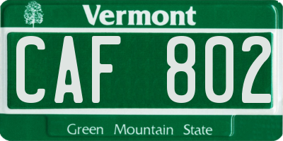 VT license plate CAF802