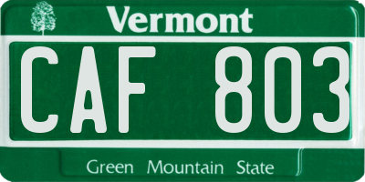 VT license plate CAF803