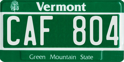 VT license plate CAF804