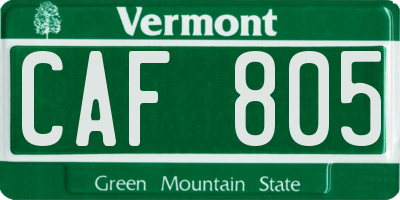 VT license plate CAF805