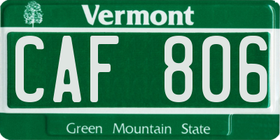 VT license plate CAF806
