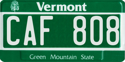 VT license plate CAF808
