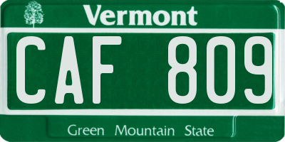 VT license plate CAF809