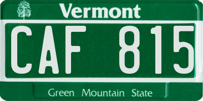 VT license plate CAF815