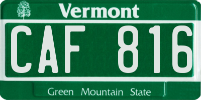 VT license plate CAF816