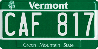 VT license plate CAF817