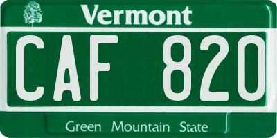 VT license plate CAF820