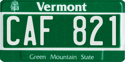 VT license plate CAF821