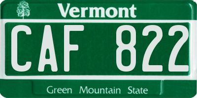 VT license plate CAF822
