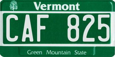 VT license plate CAF825