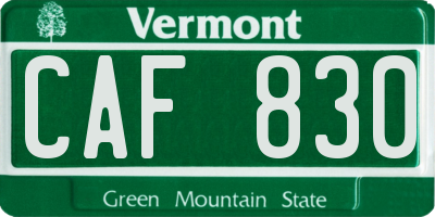 VT license plate CAF830