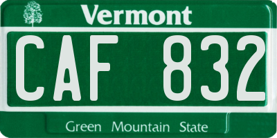 VT license plate CAF832