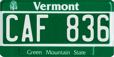 VT license plate CAF836