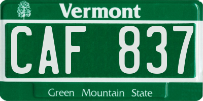 VT license plate CAF837