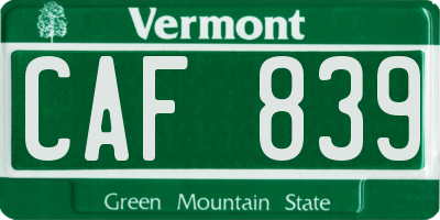 VT license plate CAF839