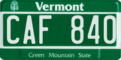 VT license plate CAF840