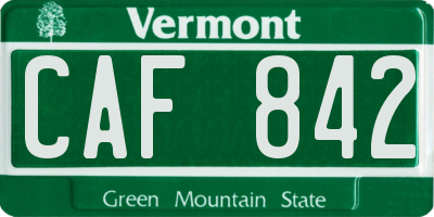 VT license plate CAF842