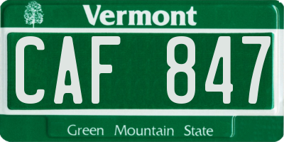 VT license plate CAF847