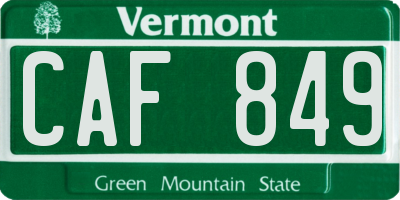VT license plate CAF849