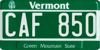 VT license plate CAF850