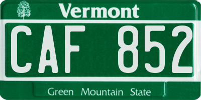 VT license plate CAF852