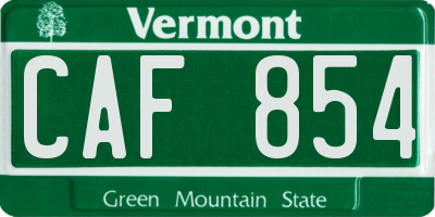 VT license plate CAF854