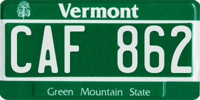 VT license plate CAF862