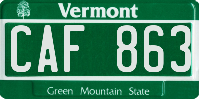 VT license plate CAF863