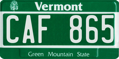 VT license plate CAF865