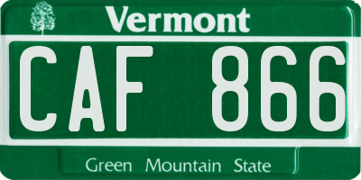 VT license plate CAF866