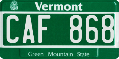 VT license plate CAF868